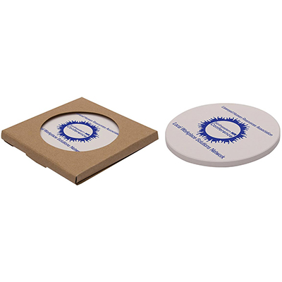 How is the print applied on these round stone coasters?