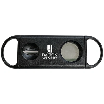 How is the custom logo or message printed on the cigar cutter?