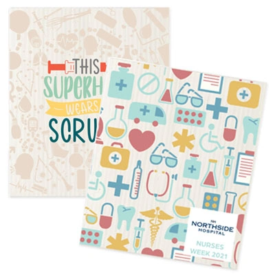 What is the imprint area for custom designs on the dishcloths?